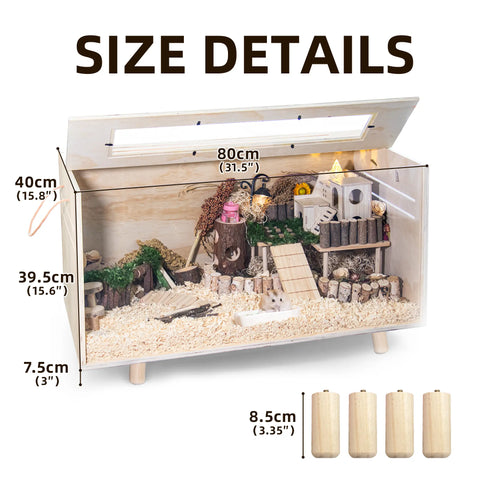 TSYPAIRS 32"/40"-Pine Hamster Cage-Small Animals Houses&Habitats Chewproof