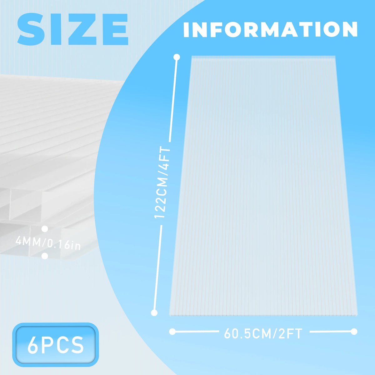 TSYPAIRS Polycarbonate Greenhouse Panels (Transparent)