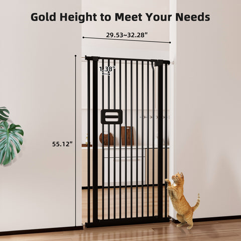 TSYPAIRS Tall Cat Gates 55*29.5''-33.85''（Black）
