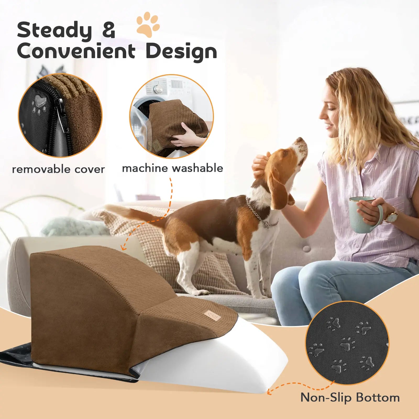 2 Step Dog Stairs - PLUS（31.5° Slope to Protect Your Doggy's Joints）