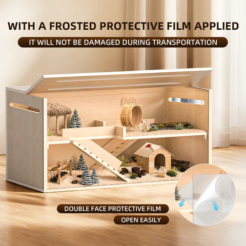 TSYPAIRS 32"/40"-Pine Hamster Cage-Small Animals Houses&Habitats Chewproof