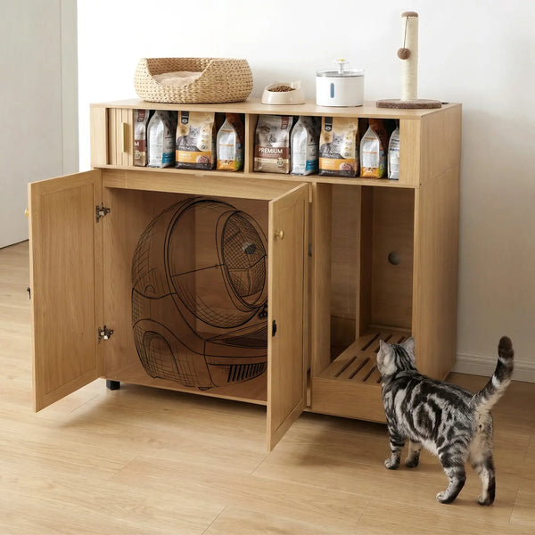 Cat Large Hidden Litter Box Enclosures with Charging Station(L/XXL)