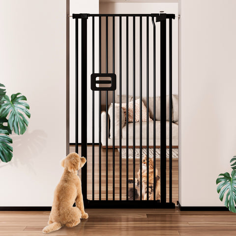 TSYPAIRS Tall Cat Gates 55*29.5''-33.85''（Black）