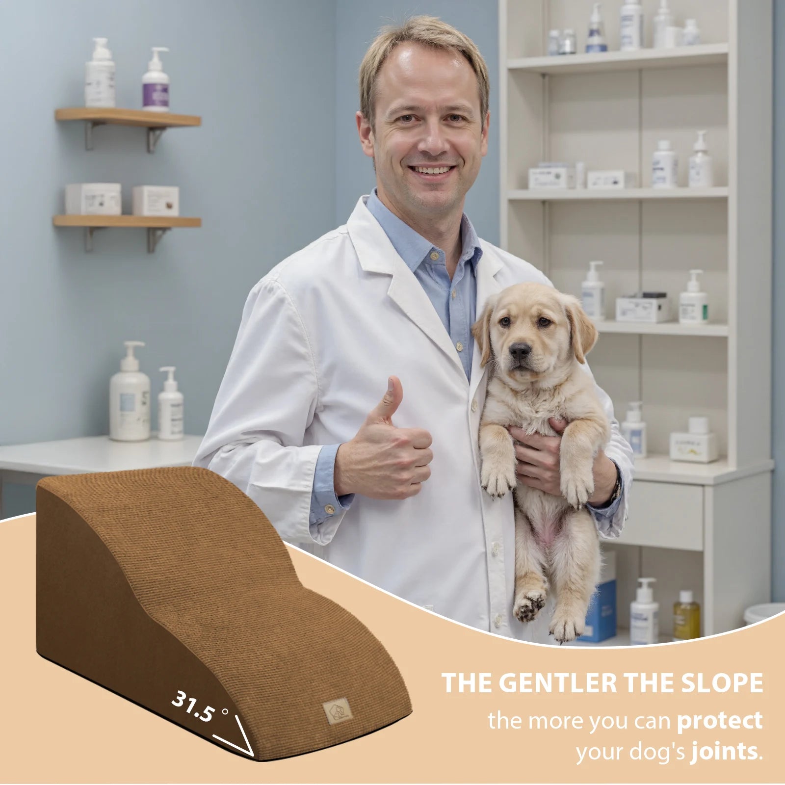 2 Step Dog Stairs - PLUS（31.5° Slope to Protect Your Doggy's Joints）