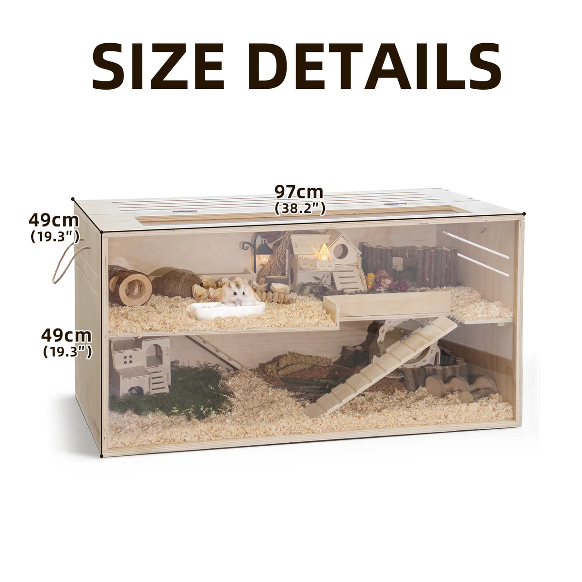 TSYPAIRS 32"/40"-Pine Hamster Cage-Small Animals Houses&Habitats Chewproof