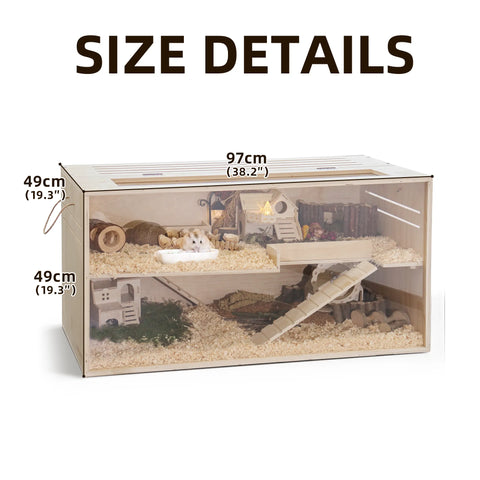 TSYPAIRS 32"/40"-Pine Hamster Cage-Small Animals Houses&Habitats Chewproof