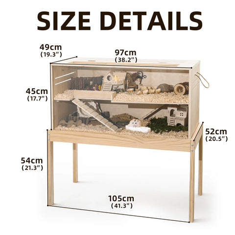 TSYPAIRS 32"/40"-Pine Hamster Cage-Small Animals Houses&Habitats Chewproof
