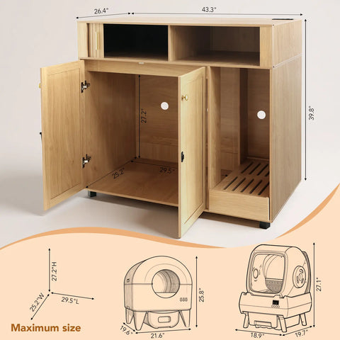 Cat Large Hidden Litter Box Enclosures with Charging Station,Prevent cat Litter from Being Carried Out,Modern Cat Furniture for Indoor,FIT Hold Electric Litter Boxes (L/XXL)