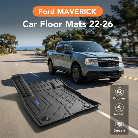 TPE Floor Mats -Floor All Weather Protector Truck Liners for Ford Maverick Car Floor Mats 2022-2026 TPE All Weather Custom Fit Floor Liner Car Mats, Black