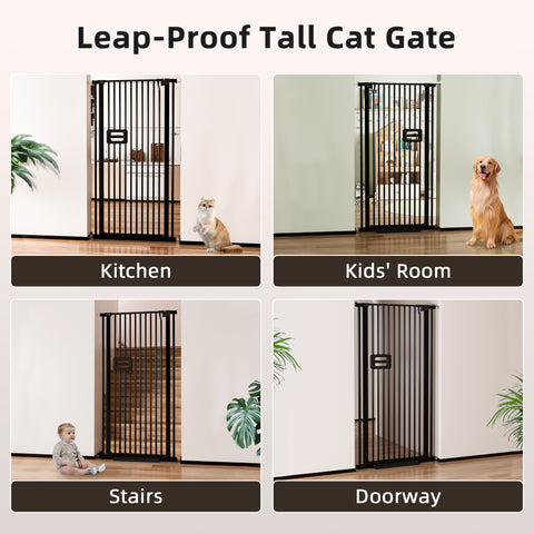 TSYPAIRS Tall Cat Gates 55*29.5''-33.85''（Black）