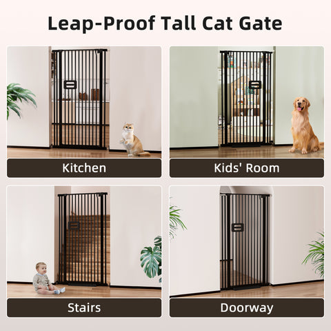 TSYPAIRS Tall Cat Gates 55*29.5''-33.85''（Black）