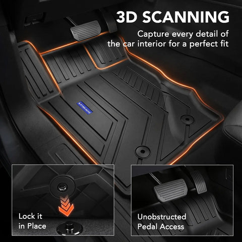 TPE Floor Mats -Floor All Weather Protector Truck Liners for Ford Bronco Car Floor Mats 2021-2025 TPE All Weather Custom Fit Floor Liner Car Mats, Black