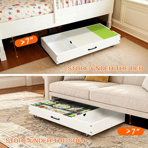 Kids Activity Table with Storage, Low Profile Rolling Toy Organizer, Building Block Play Table Compatible with Lego (Optional table legs available)