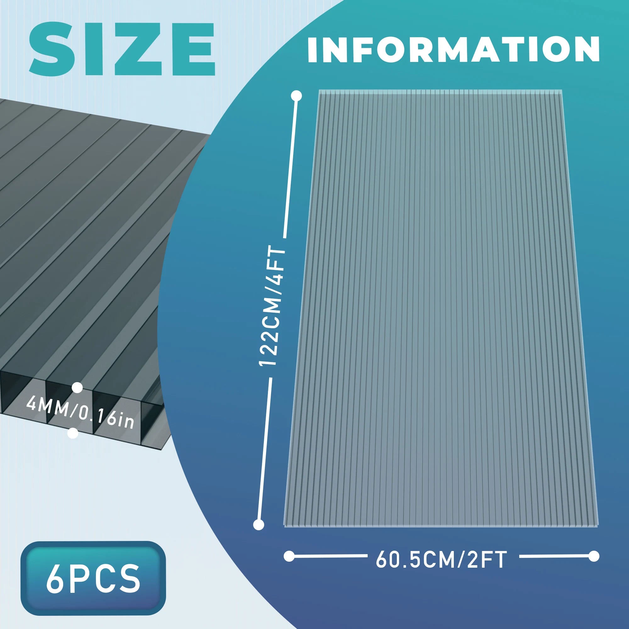 TSYPAIRS Polycarbonate Greenhouse Panels (Transparent)