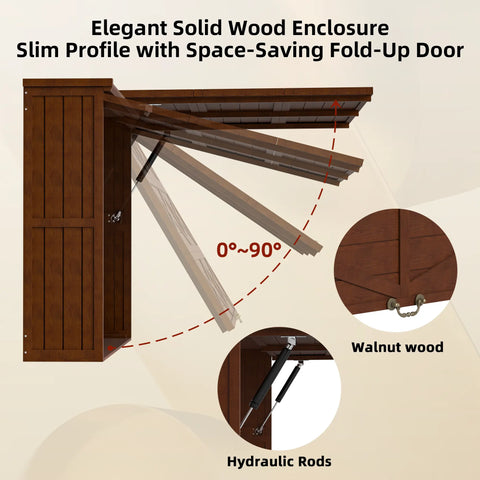 Outdoor TV Enclosure, Fit for 32-55/32-65 Inch TV, Solid Wood Wall-Mounted TV Cabinet with Dual-Arm Steel Bracket