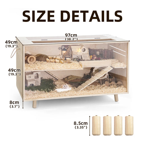 TSYPAIRS 32"/40"-Pine Hamster Cage-Small Animals Houses&Habitats Chewproof