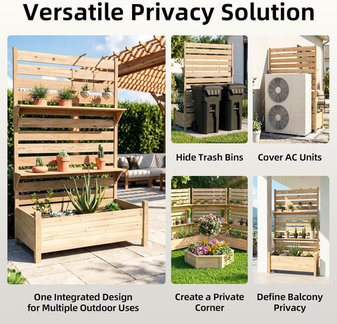 Outdoor Privacy Screen with Planter