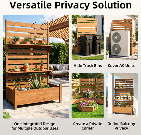 Outdoor Privacy Screen with Planter
