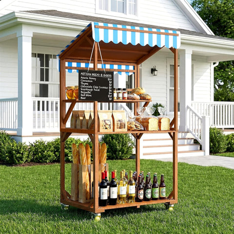 Wooden Farm Stand Cart