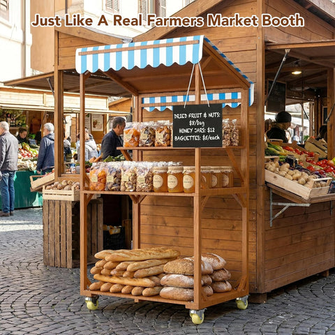 Wooden Farm Stand Cart