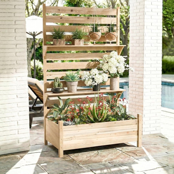 Outdoor Privacy Screen with Planter  72.8" H x 26" W x 41.3" D /47.2" D