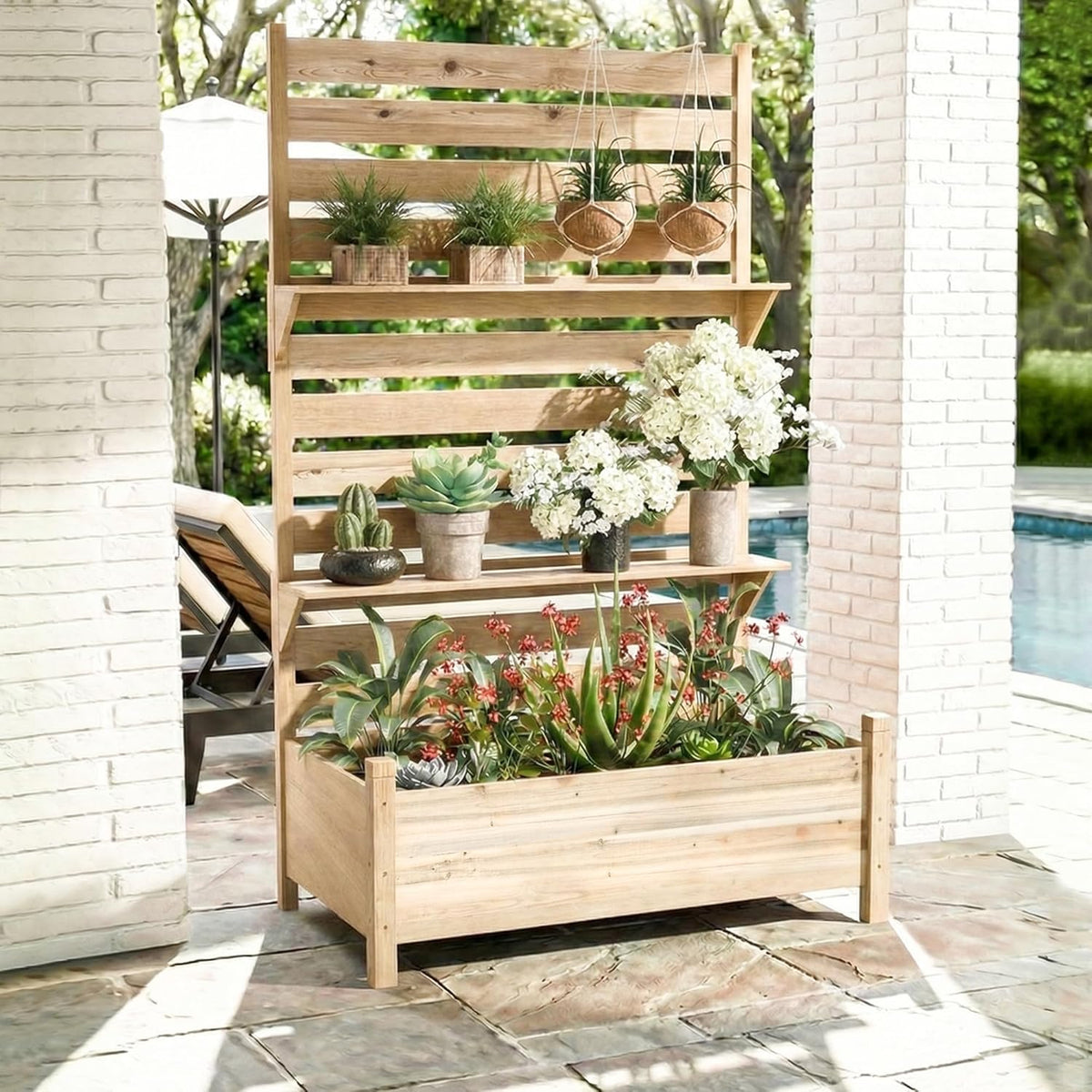 Outdoor Privacy Screen with Planter