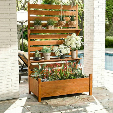 Outdoor Privacy Screen with Planter