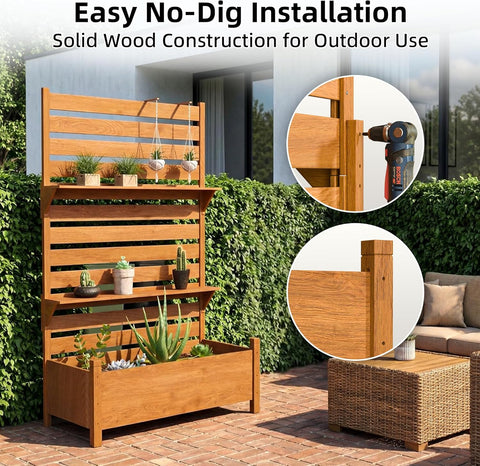 Outdoor Privacy Screen with Planter