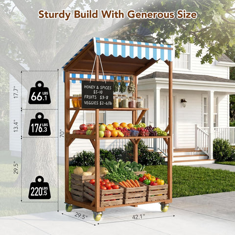 Wooden Farm Stand Cart