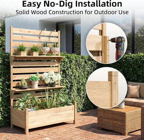Outdoor Privacy Screen with Planter