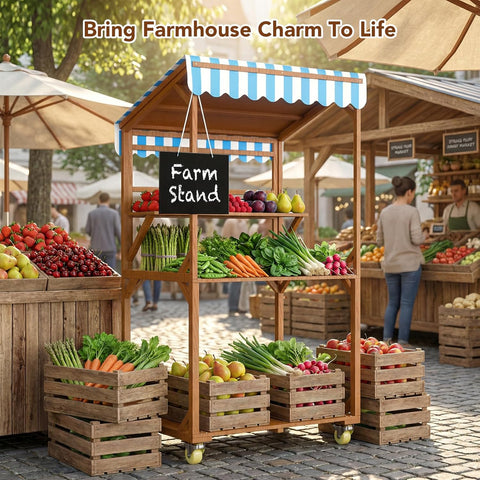 Wooden Farm Stand Cart
