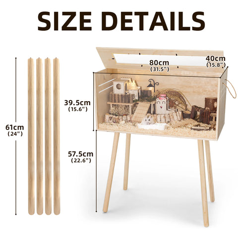 TSYPAIRS 32"/40"-Pine Hamster Cage-Small Animals Houses&Habitats Chewproof