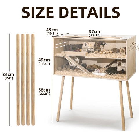 TSYPAIRS 32"/40"-Pine Hamster Cage-Small Animals Houses&Habitats Chewproof