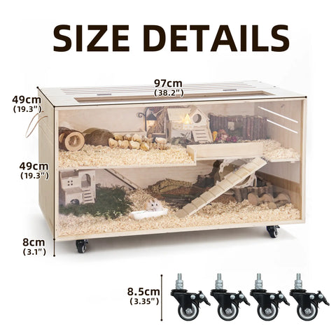 TSYPAIRS 32"/40"-Pine Hamster Cage-Small Animals Houses&Habitats Chewproof