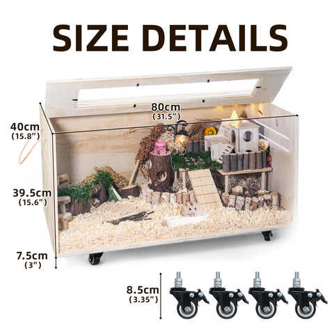 TSYPAIRS 32"/40"-Pine Hamster Cage-Small Animals Houses&Habitats Chewproof