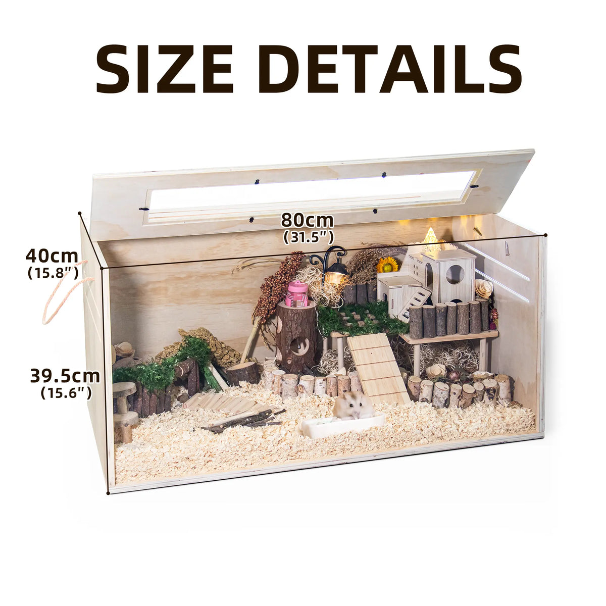 TSYPAIRS 32"/40"-Pine Hamster Cage-Small Animals Houses&Habitats Chewproof