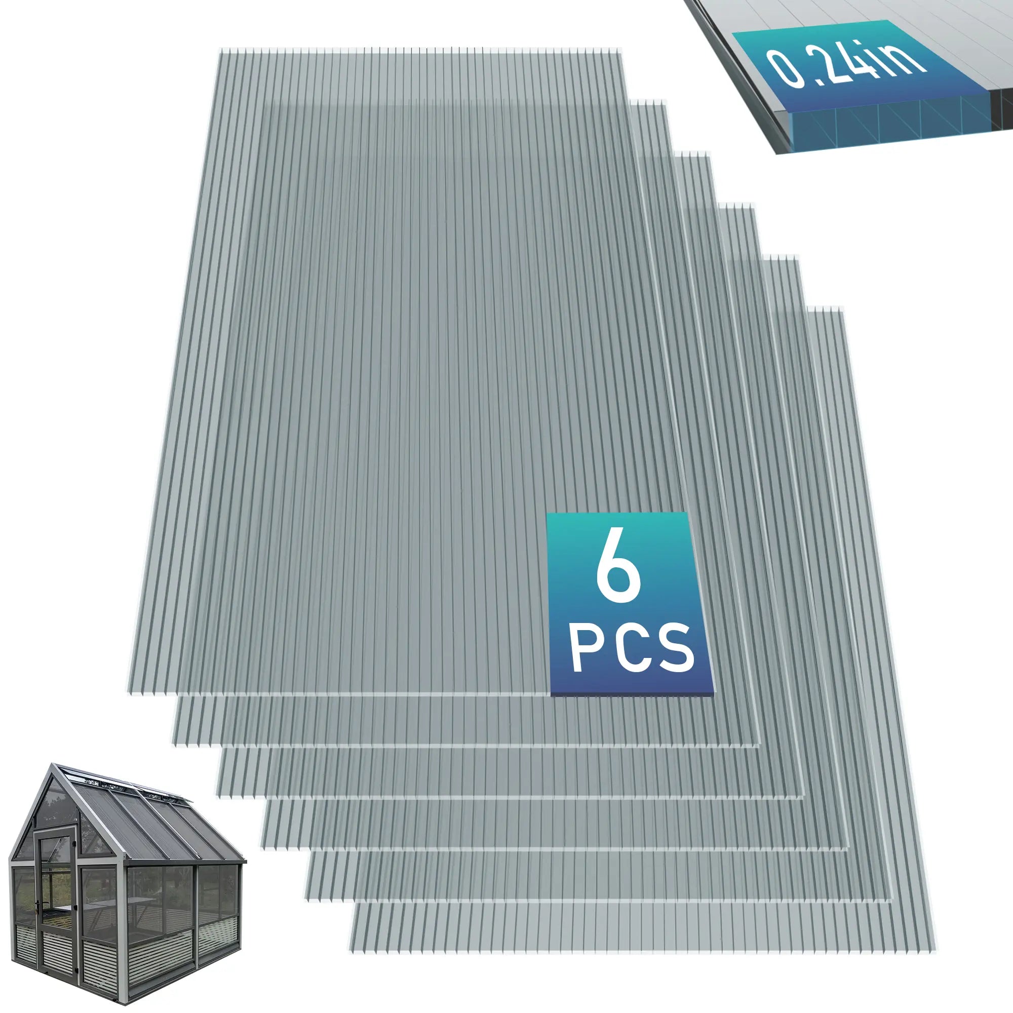 TSYPAIRS Polycarbonate Greenhouse Panels (Transparent)