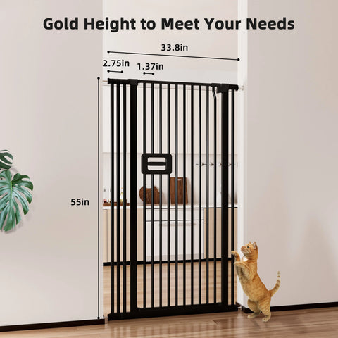 TSYPAIRS Tall Cat Gates 55*29.5''-33.85''（Black）