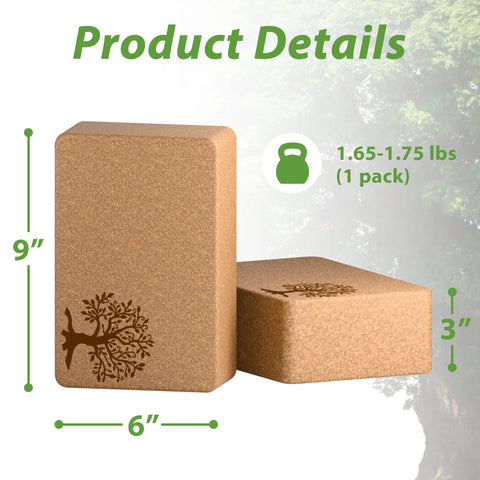 TSYPAIRS Cork Yoga Blocks（2 Pack Set）